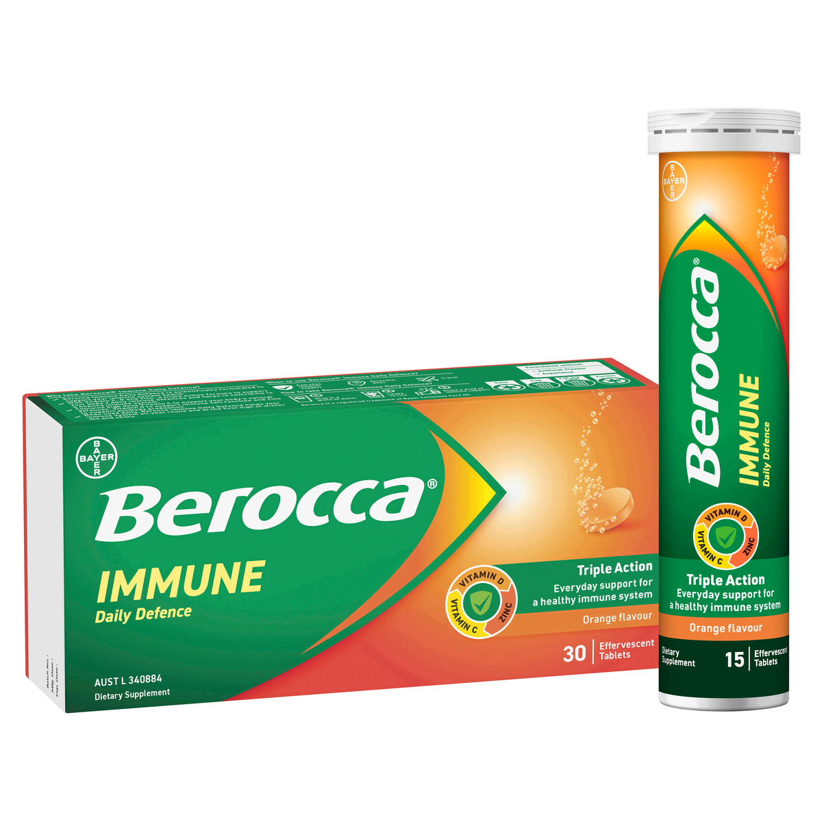 Berocca Immunity Daily Defence Orange Effervescent Tablets 30s