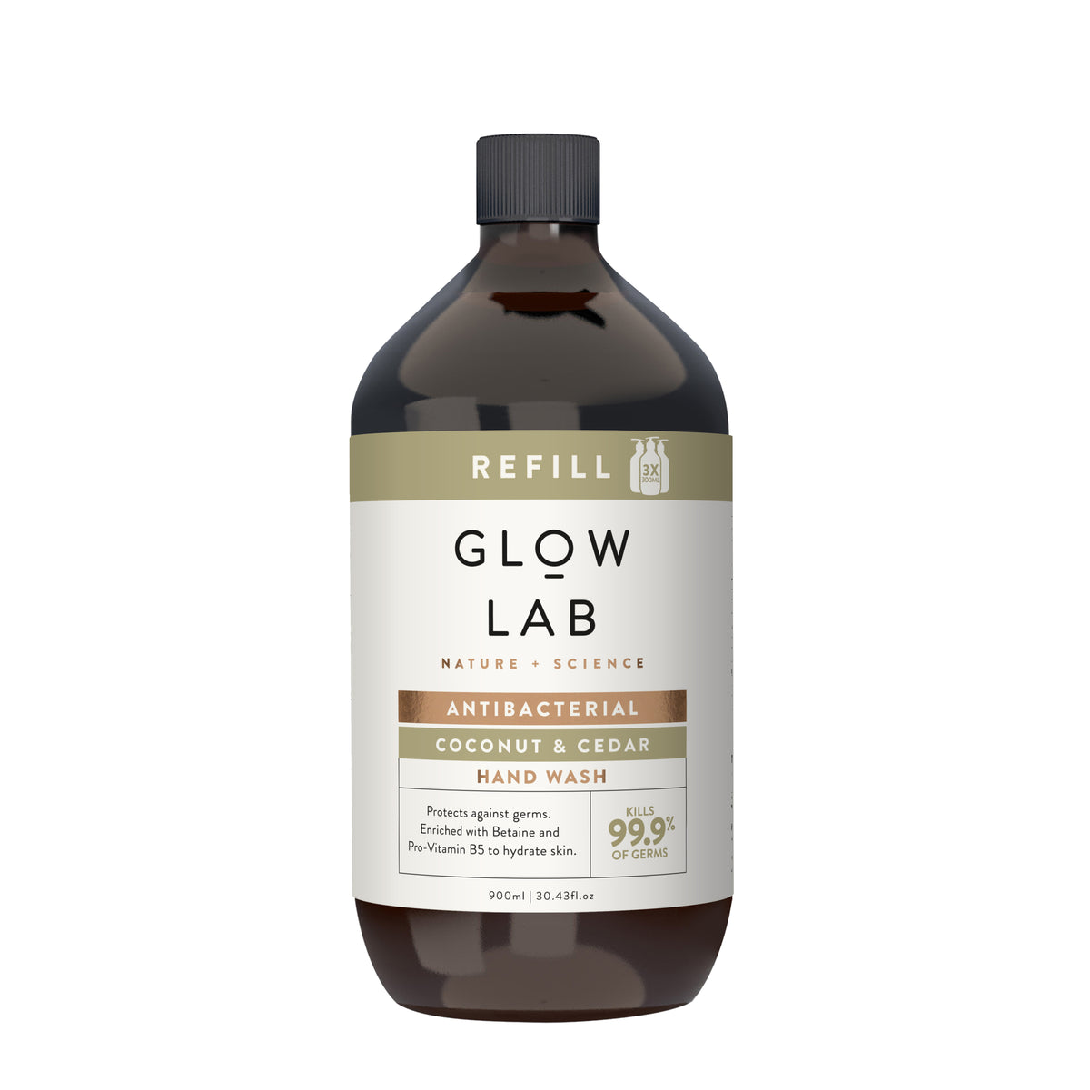 GLOW LAB Handwash Refill Antibacterial Coconut & Cedarwood 900ml