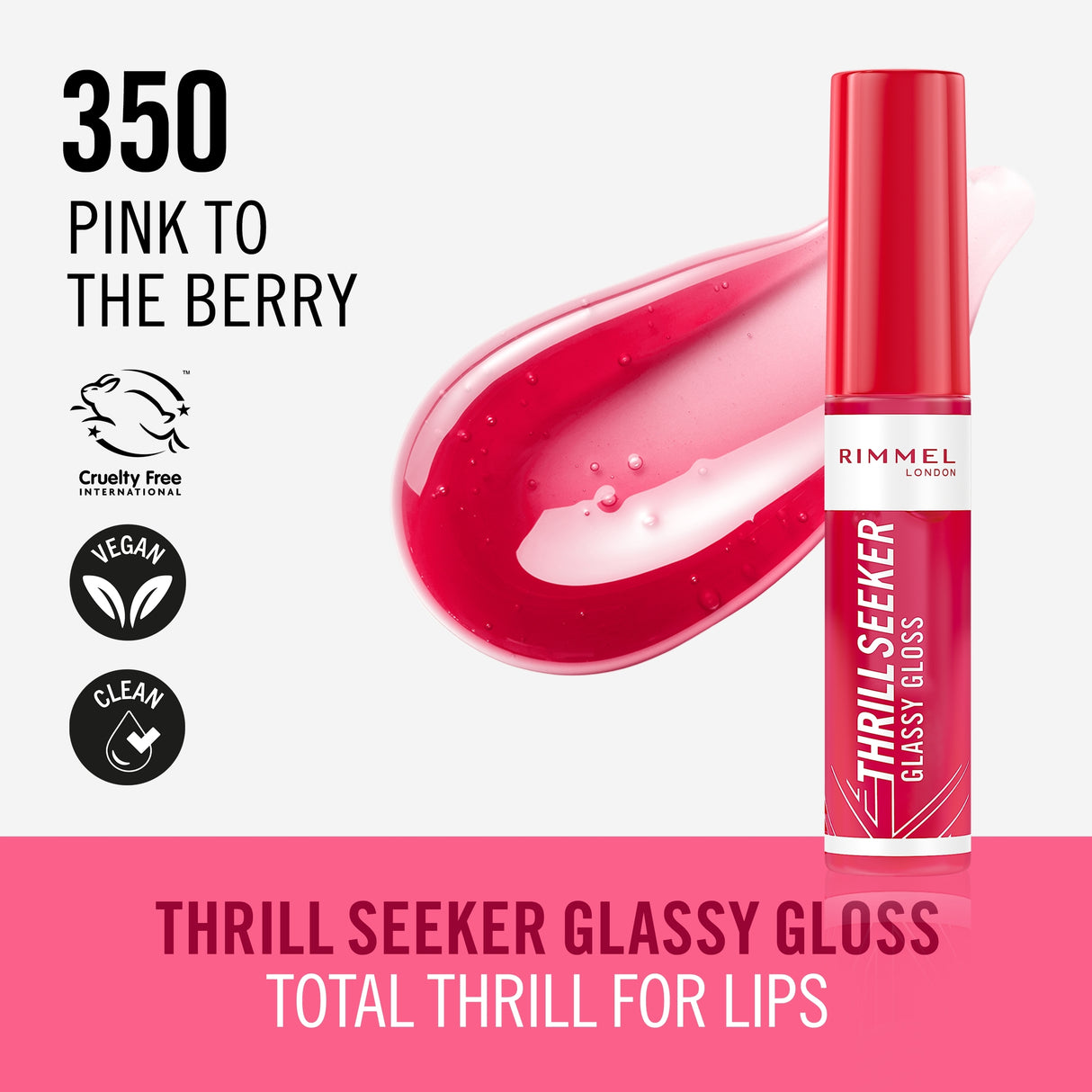 Rimmel Thrill Seeker Glassy Gloss #350 PINK TO THE BERRY NP