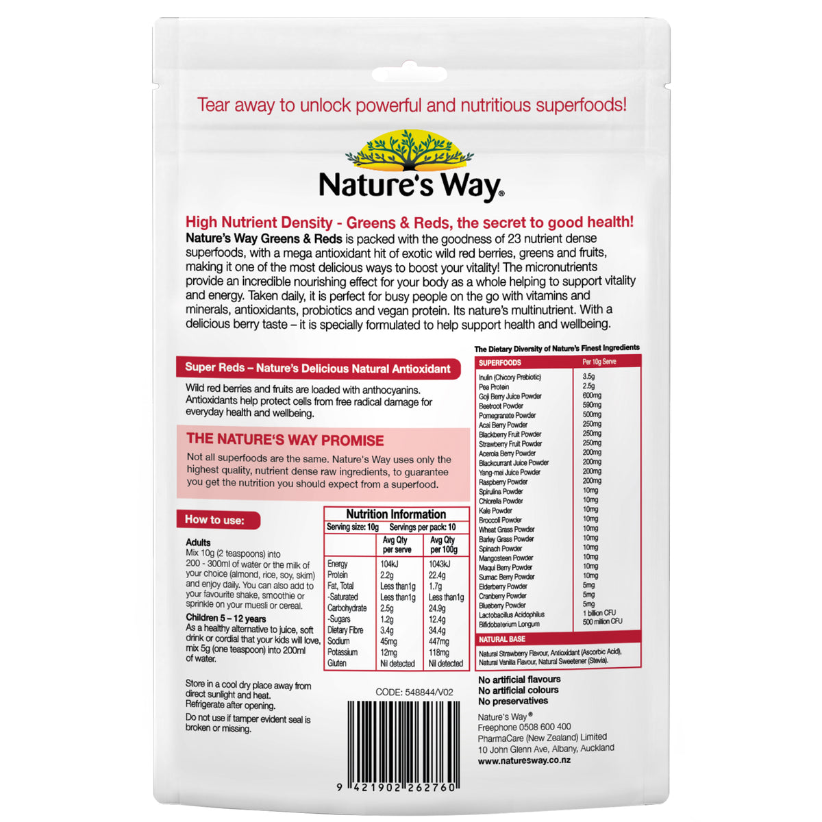 Nature's Way Super Food Greens & Reds 100g