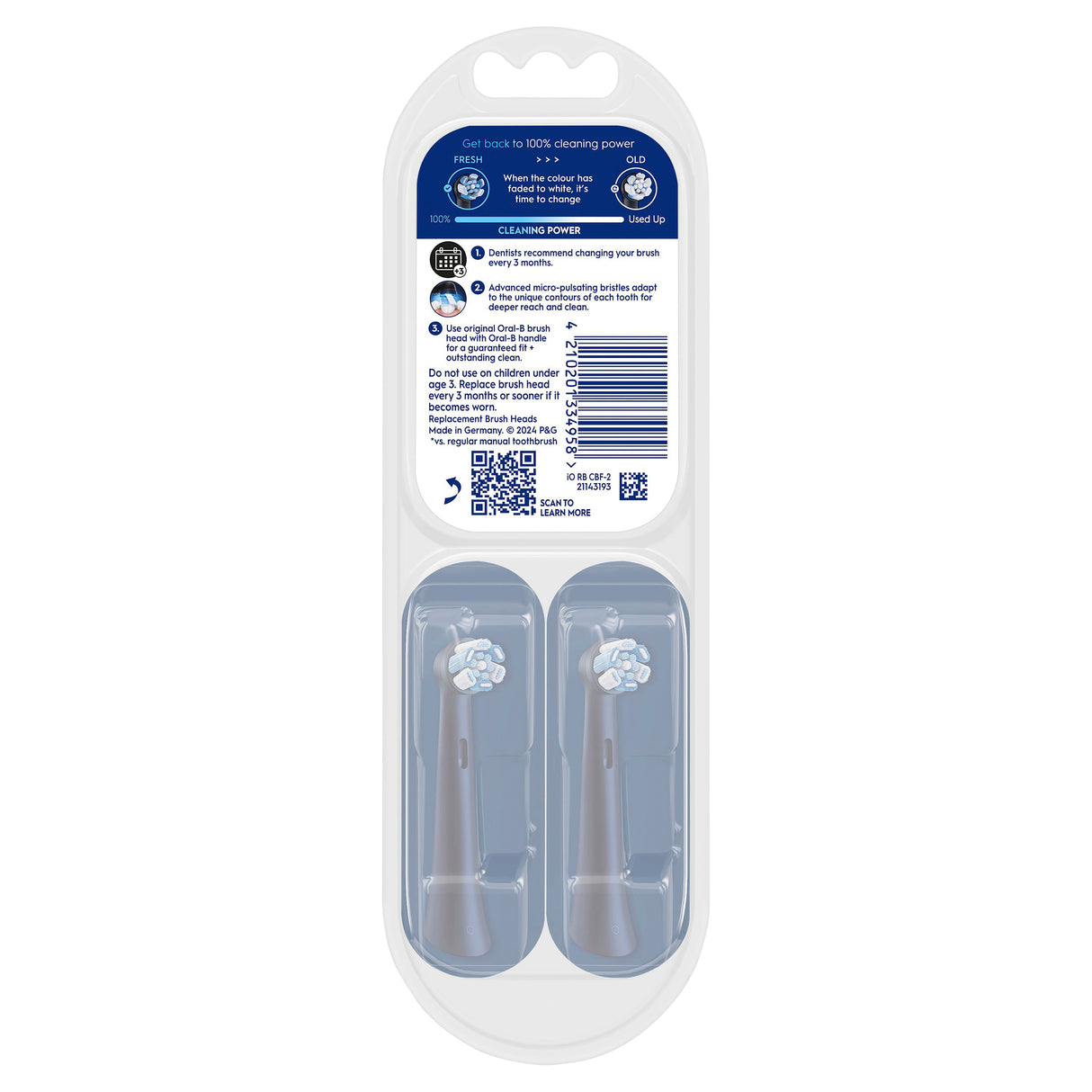 Oral-B IO Ultimate Clean Toothbrush Head Replacement 2pk Black
