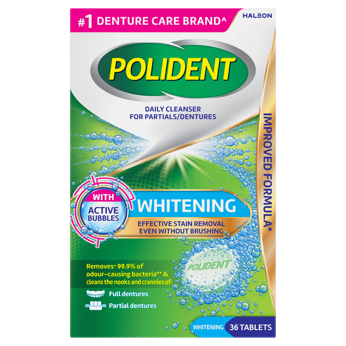 Polident Whitening Daily Cleanser for Dentures 36 Tablets