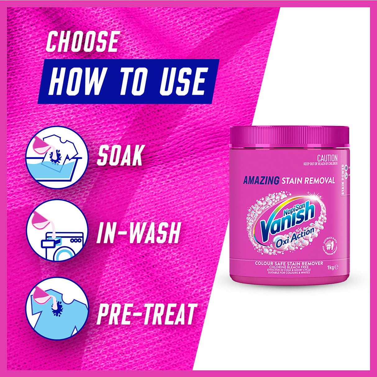 Vanish NapiSan Oxi Action Stain Remover Powder 1kg