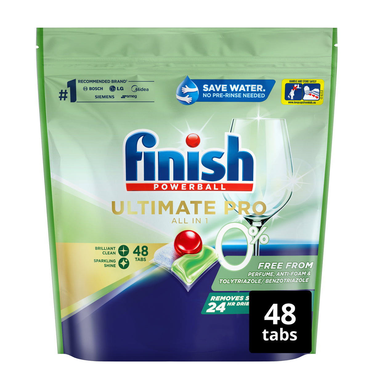 Finish Ultimate Pro All In One 0% Dishwasher Tablets 48pk