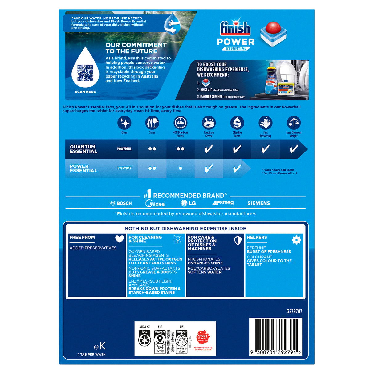 Finish Power Essential Dishwasher Tablets Lemon Sparkle 120 Tablets