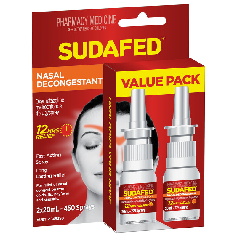 Sudafed Nasal Decongestant Spray Value Pack 20mL x 2pk