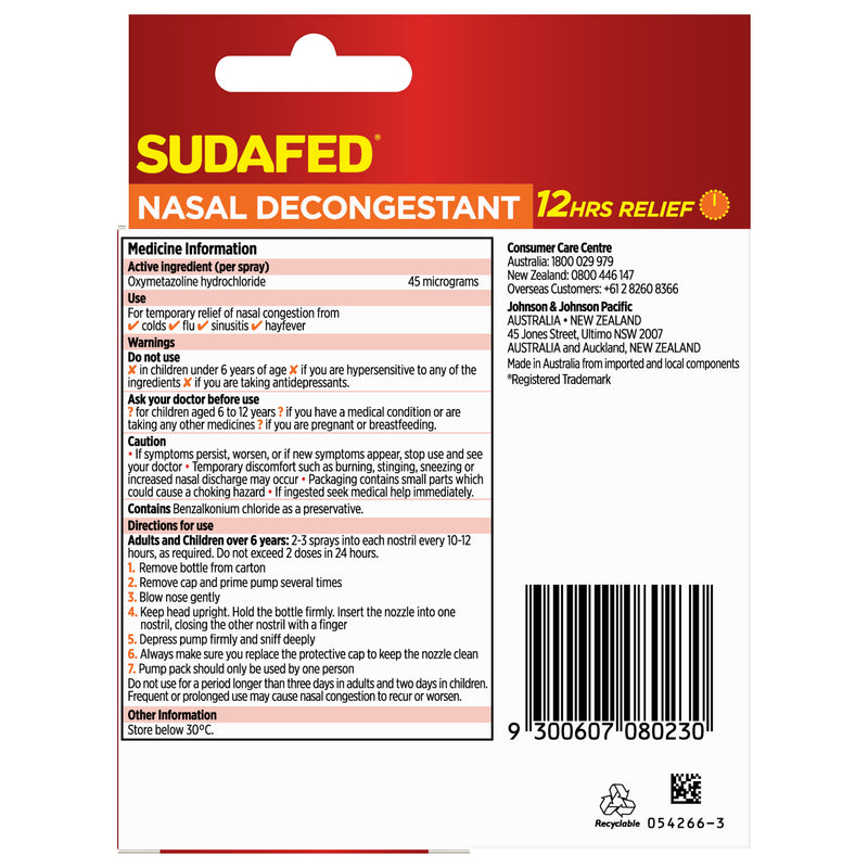 Sudafed Nasal Decongestant Spray Value Pack 20mL x 2pk