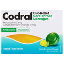 Codral Duo Relief Sore Throat Lozenges Antibacterial + Anaesthetic Lime & Lemon 16 Pack