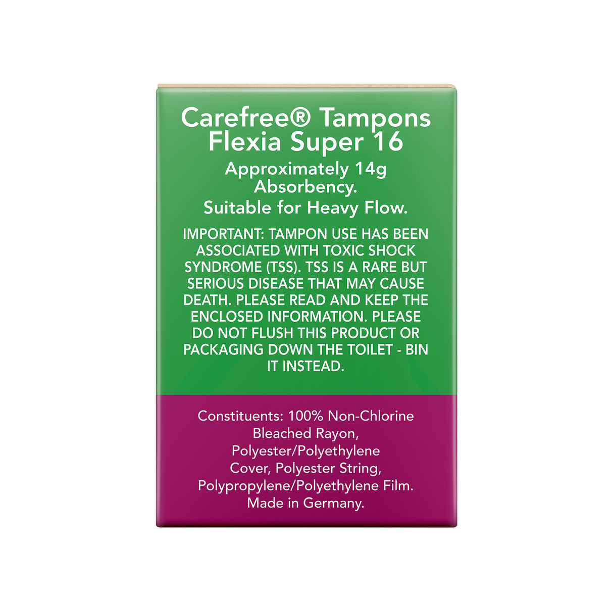 Carefree Flexia Fragrance Free Super Tampons With Wings 16 Pack