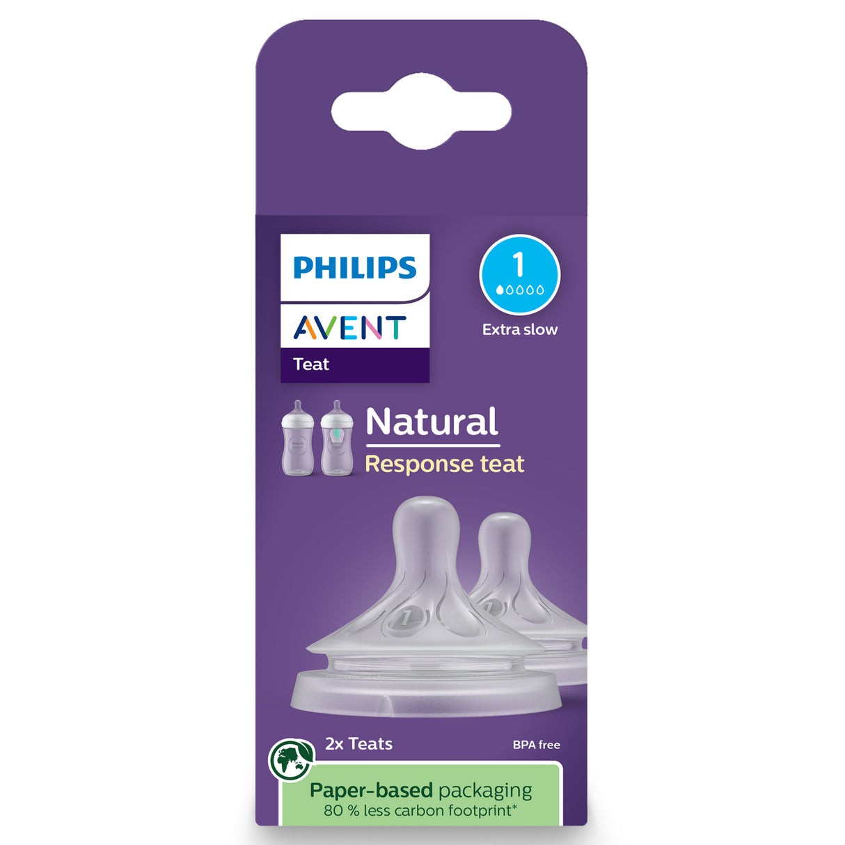 AVENT Nat Response Teat 0m Flow1 2pk
