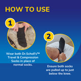 Scholl Flight Socks Compression Hosiery Black W8-11 M6-9