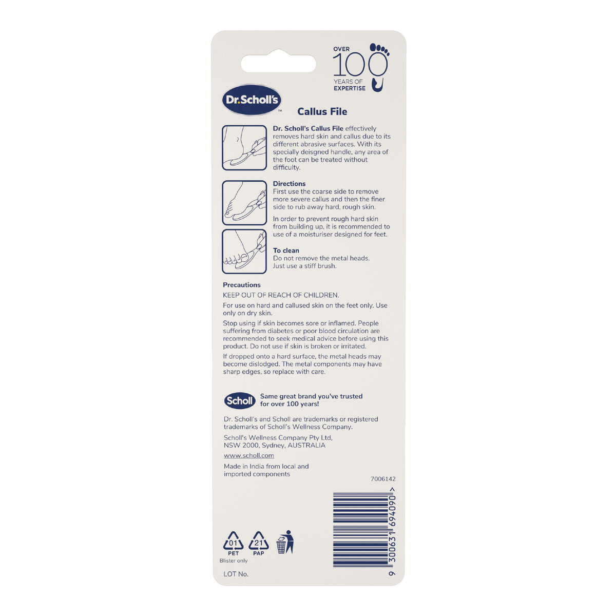 Scholl Callus Hard Skin Manual File