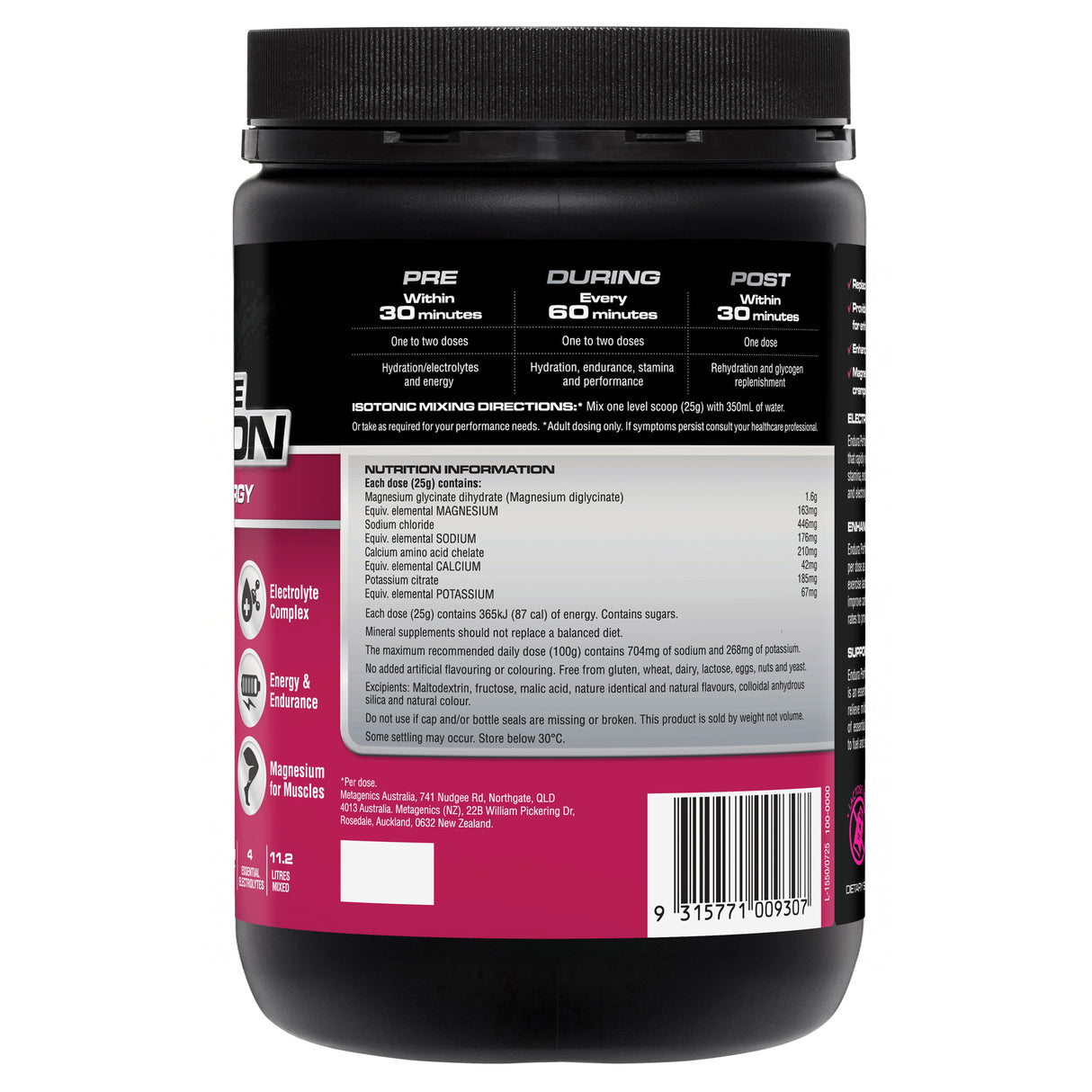 Endura Performance Hydration Raspberry 800g