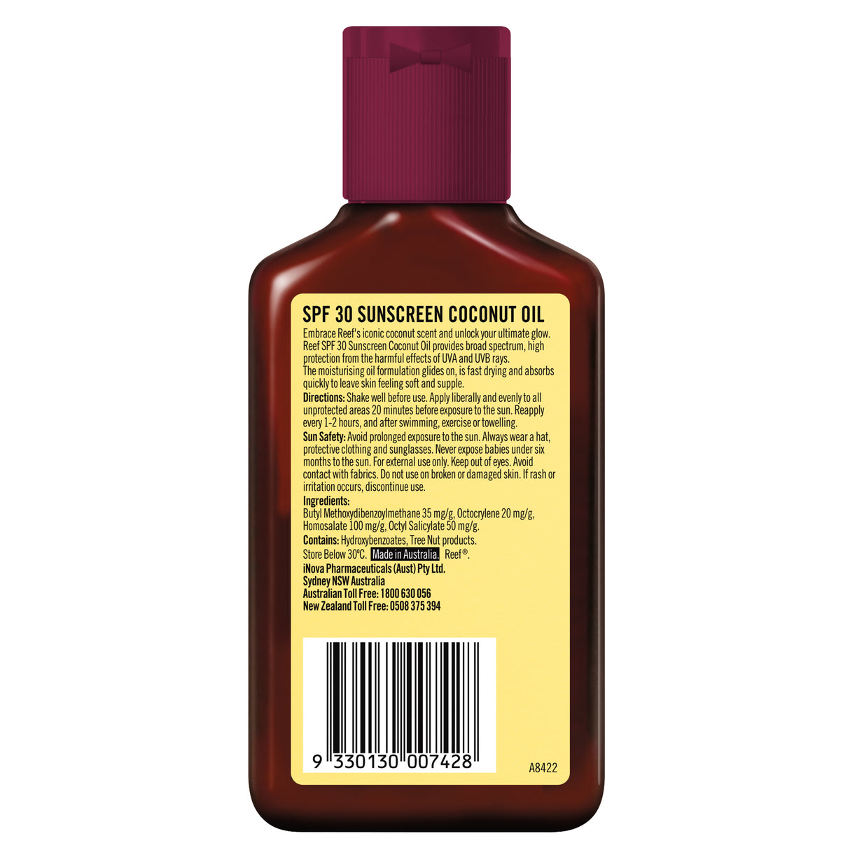 Reef Coconut Sunscreen Oil SPF 30 125mL