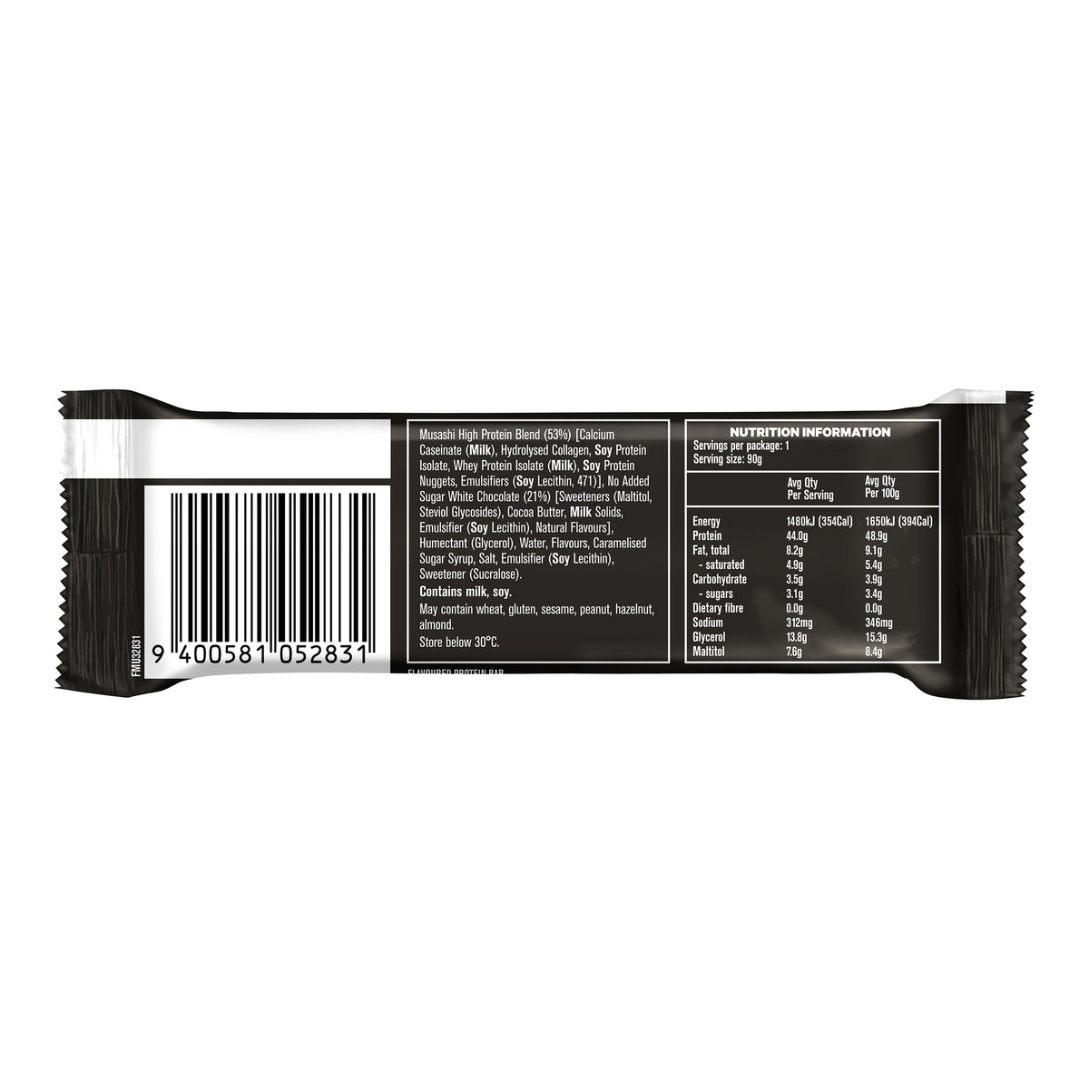 Musashi High Protein Bar Dark Choc Salted Caramel 90g