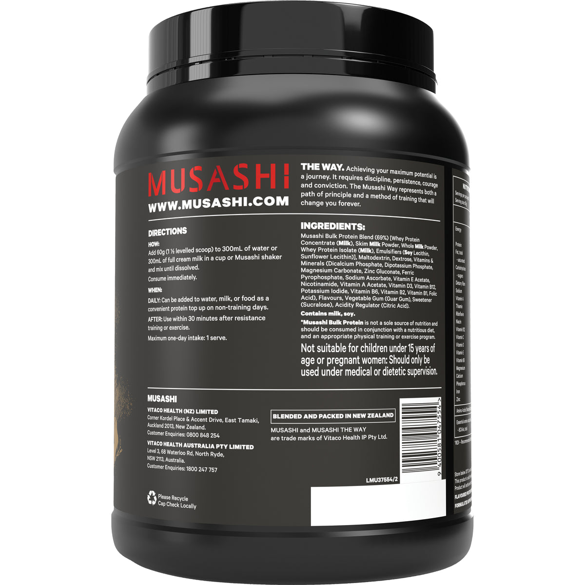 Musashi Bulk Protein Vanilla Milkshake 900g