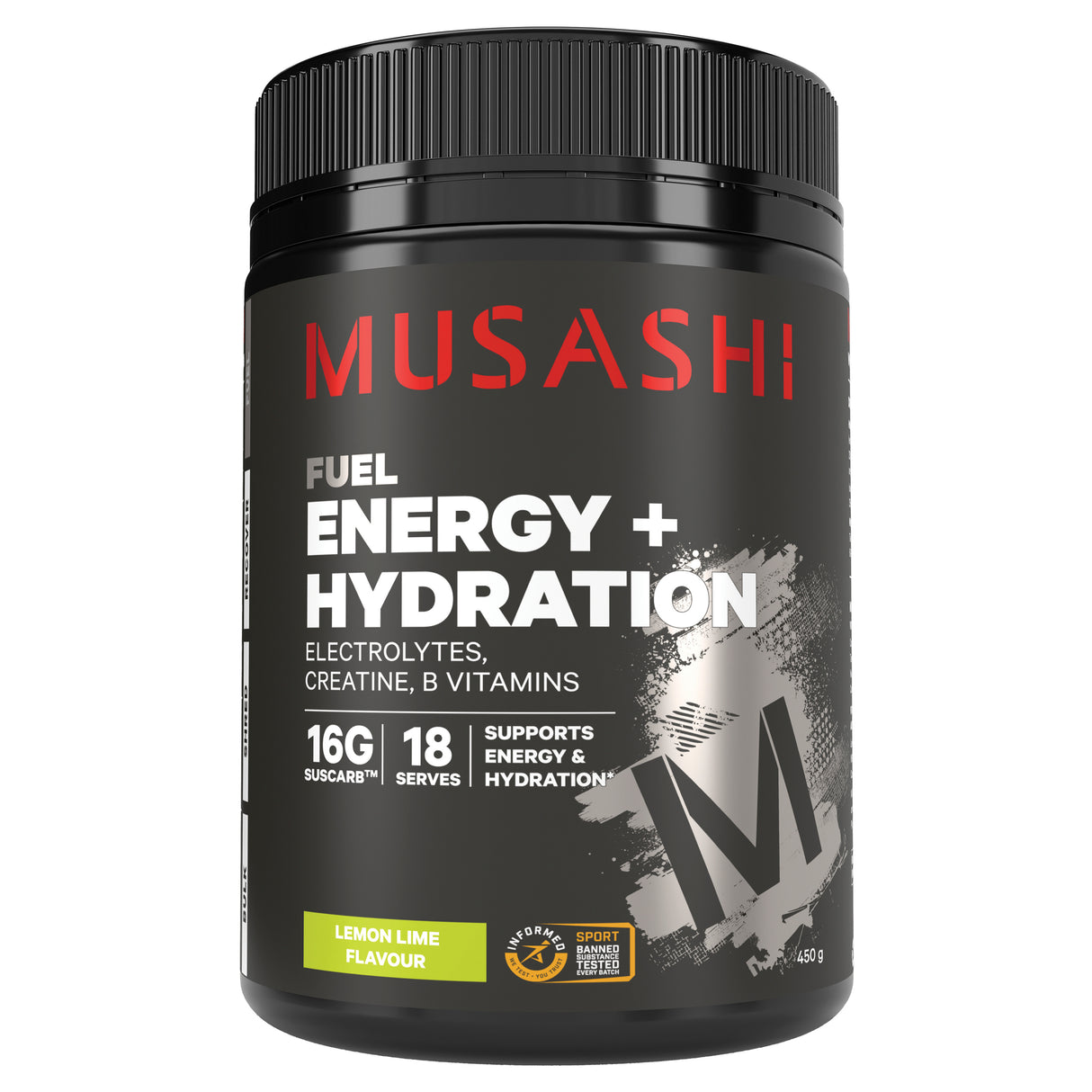 MUSASHI Fuel Energy + Hydration Powder Lemon Lime 450g