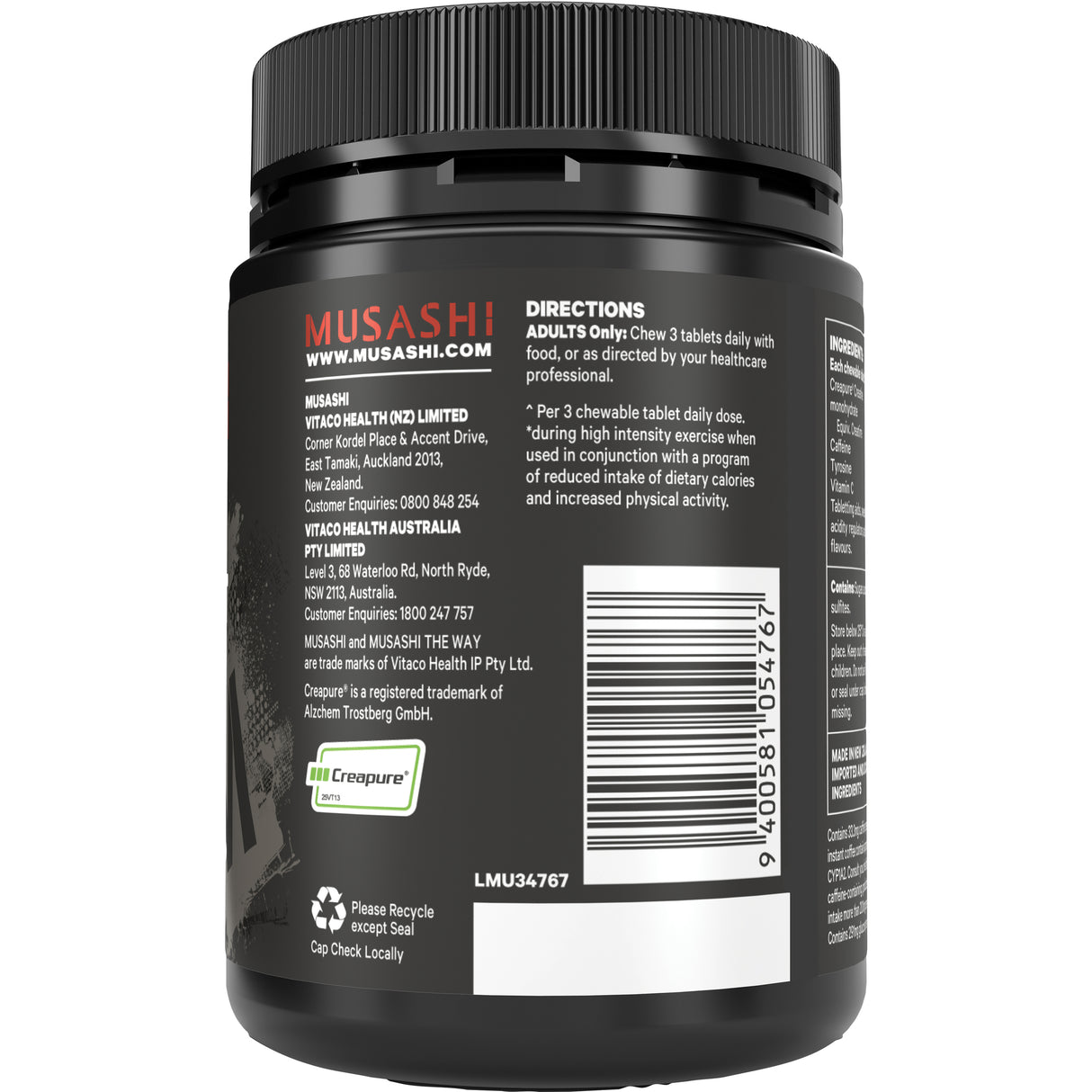 MUSASHI Pre Work Out Chew Fruit Crush 60s