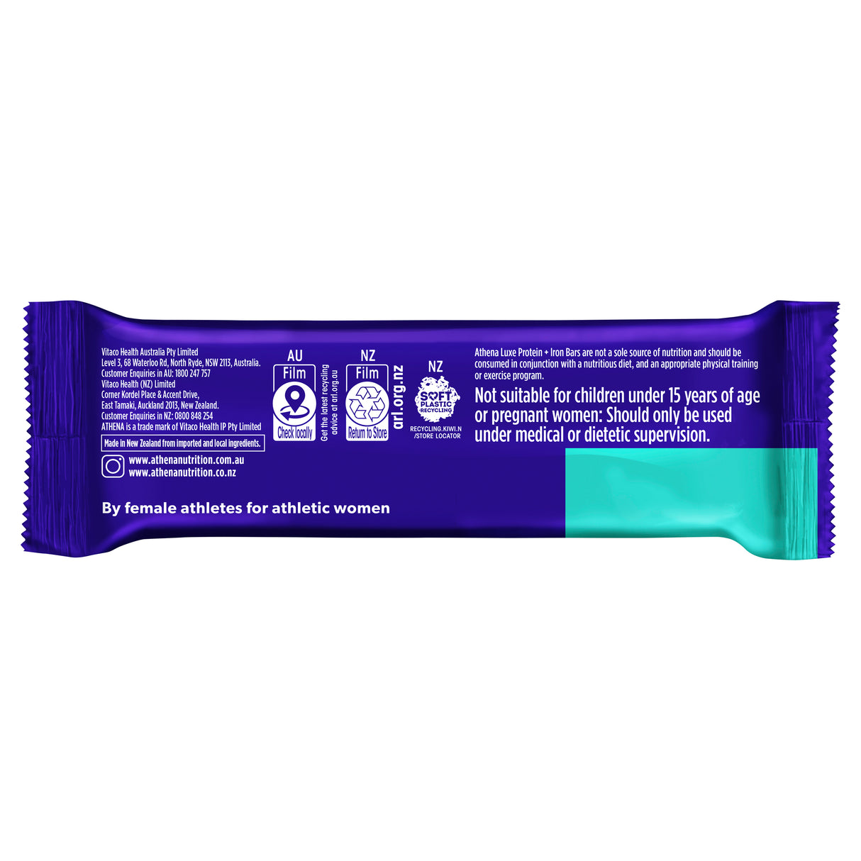 Athena Luxe Protein + Iron Choc Caramel 55g bar