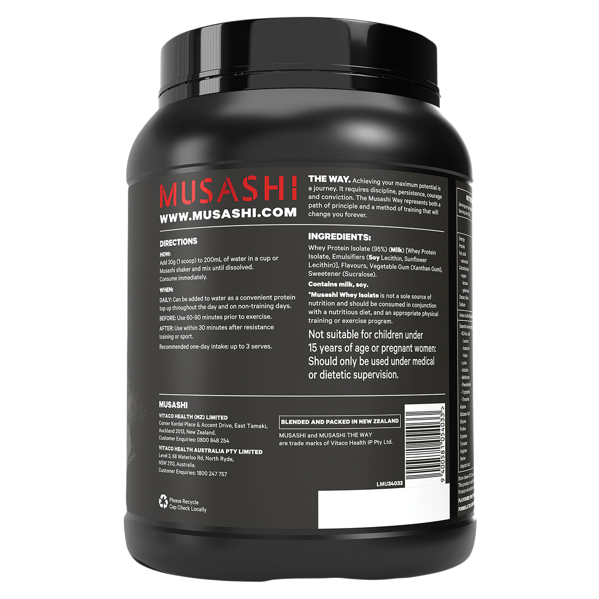 Musashi Whey Protein Isolate Vanilla 900g