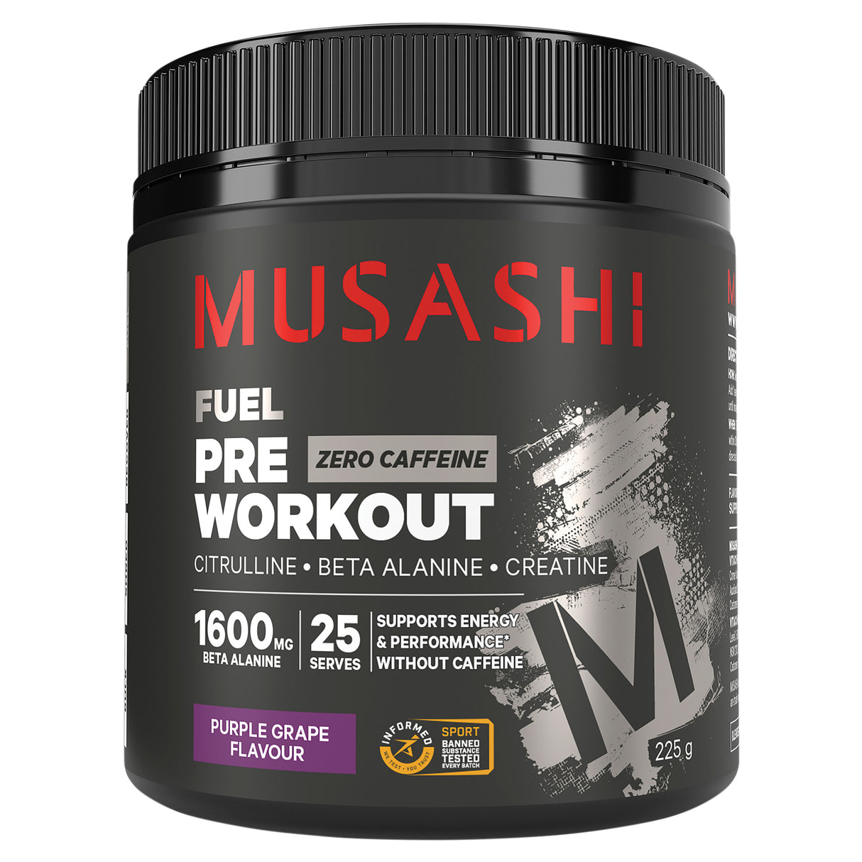 MUSASHI Pre Work Out Zero Caffeine Purple Grape 225g