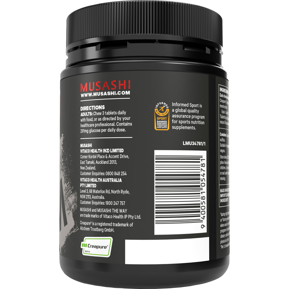 MUSASHI Creatine Chewables Berry 60s