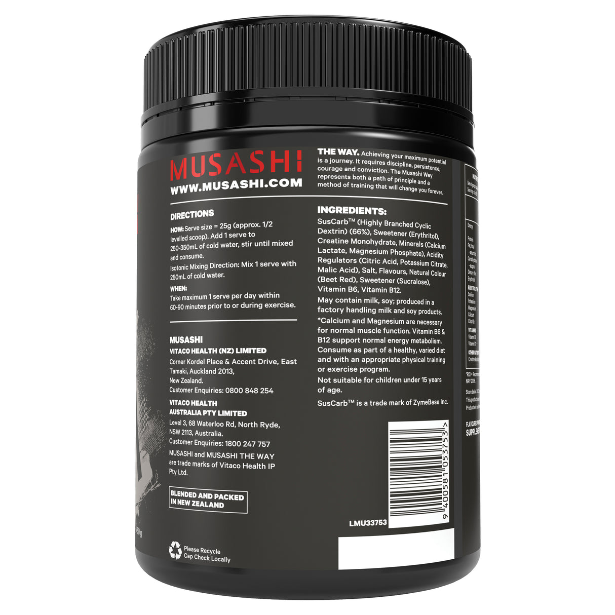 MUSASHI Fuel Energy + Hydration Powder Watermelon 450g