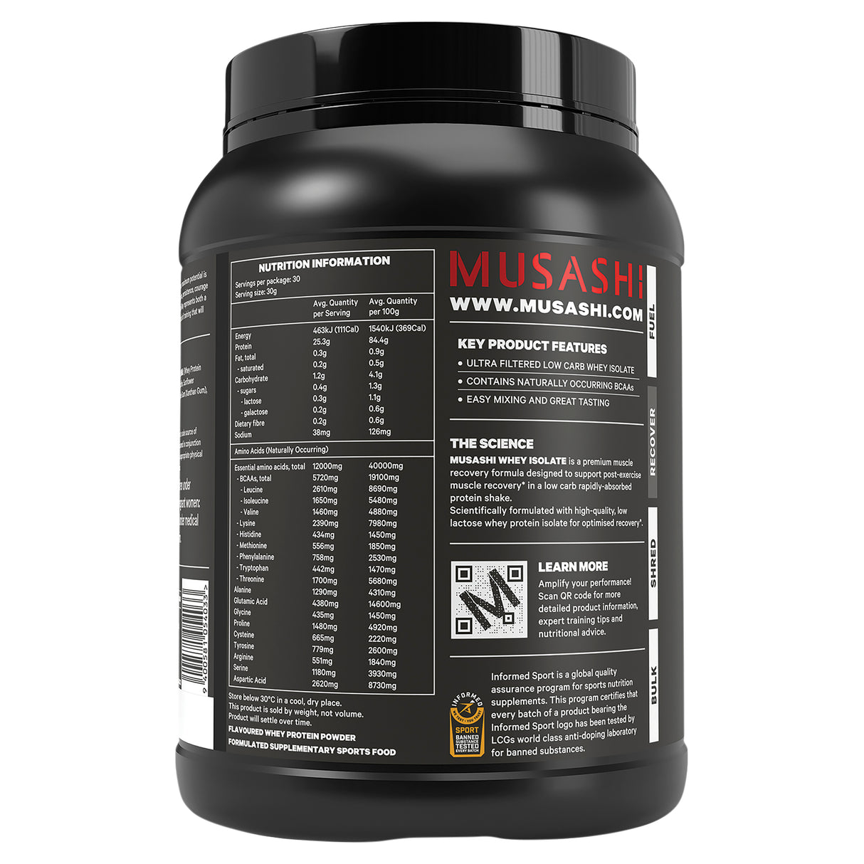 Musashi Whey Protein Isolate Vanilla 900g