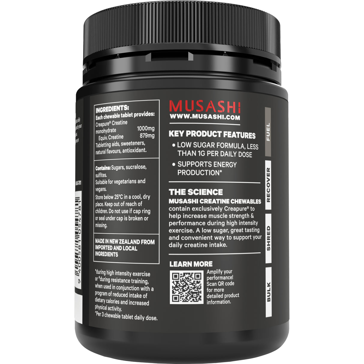 MUSASHI Creatine Chewables Berry 60s