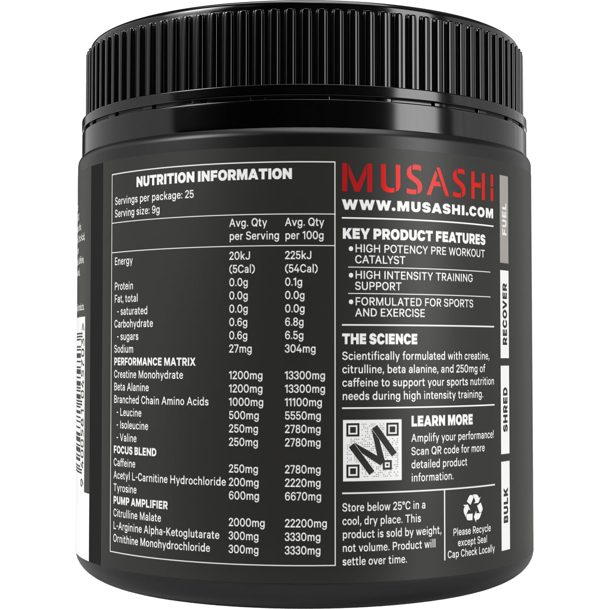 Musashi Pre Workout Grape 225g