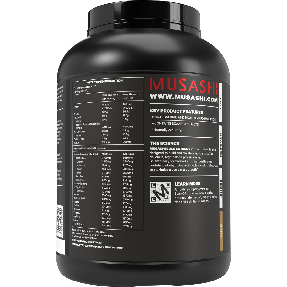 Musashi Bulk Extreme Vanilla Milkshake 2kg