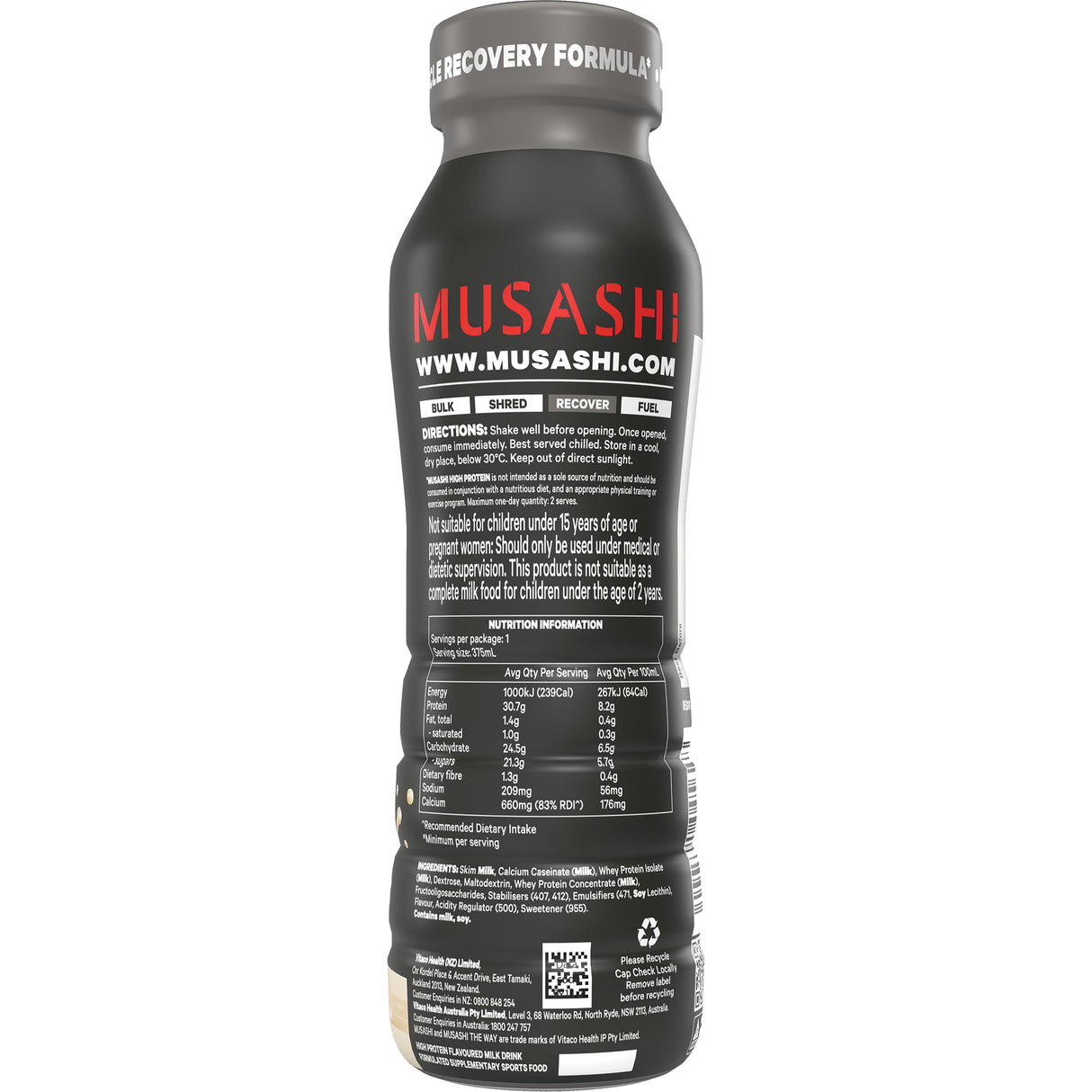 Musashi High Protein Shake Vanilla Milkshake 375mL