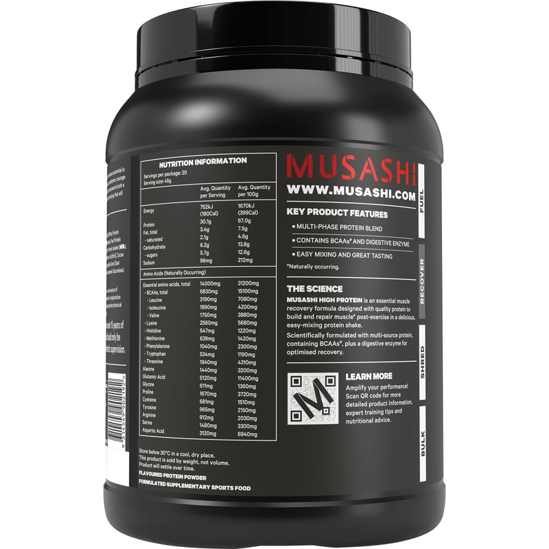 MUSASHI High Protein Powder - Chocolate Protein Shake 900g