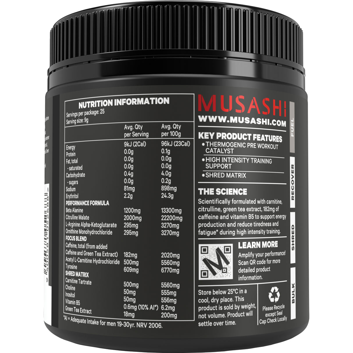 MUSASHI Pre Workout Watermelon 225g