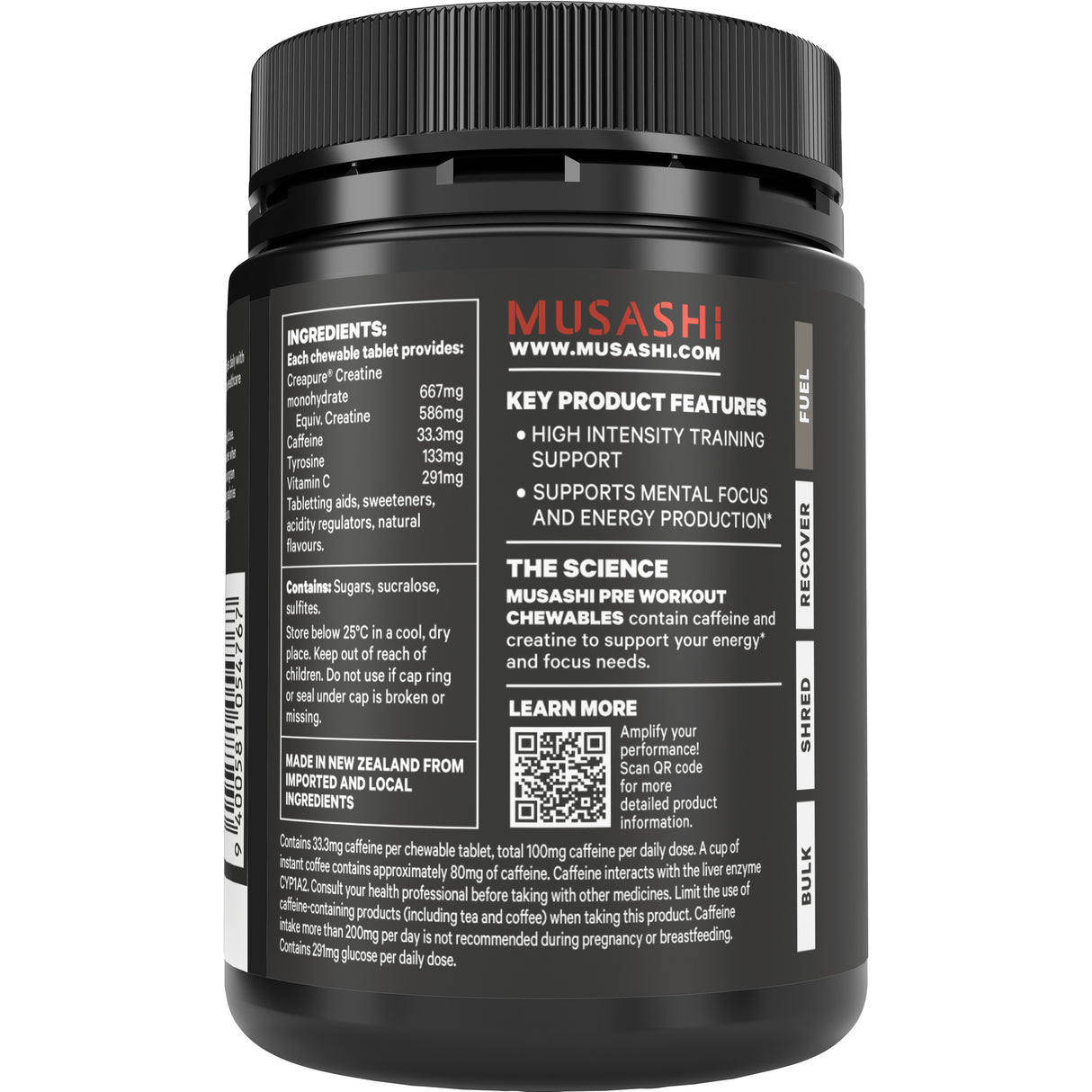 MUSASHI Pre Work Out Chew Fruit Crush 60s