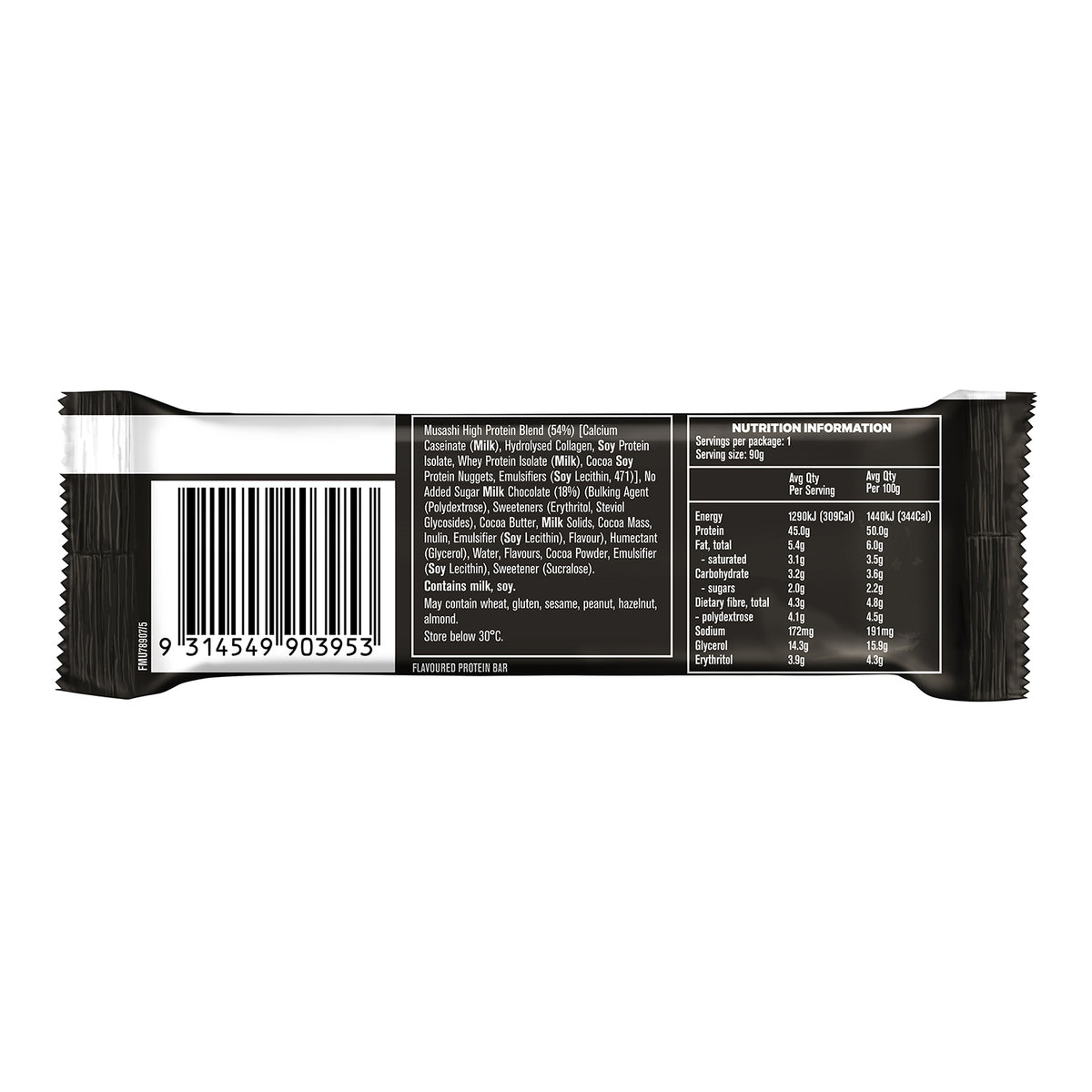 Musashi High Protein Bar Milk Chocolate Brownie 90g