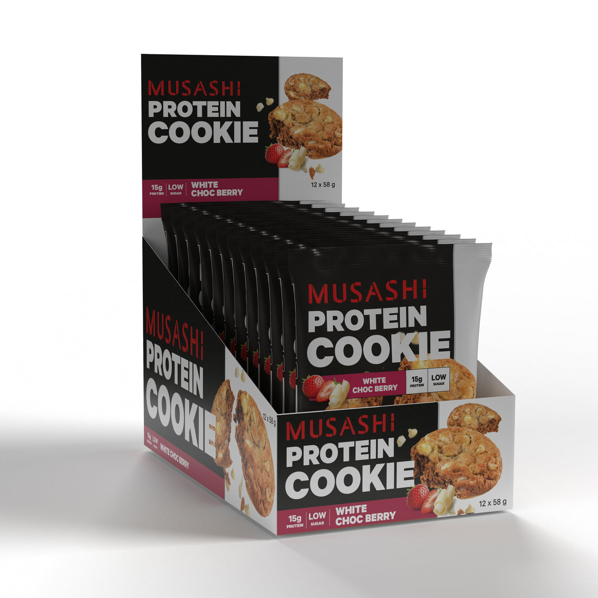 Musashi Protein Cookies White Choc Raspberry 58g