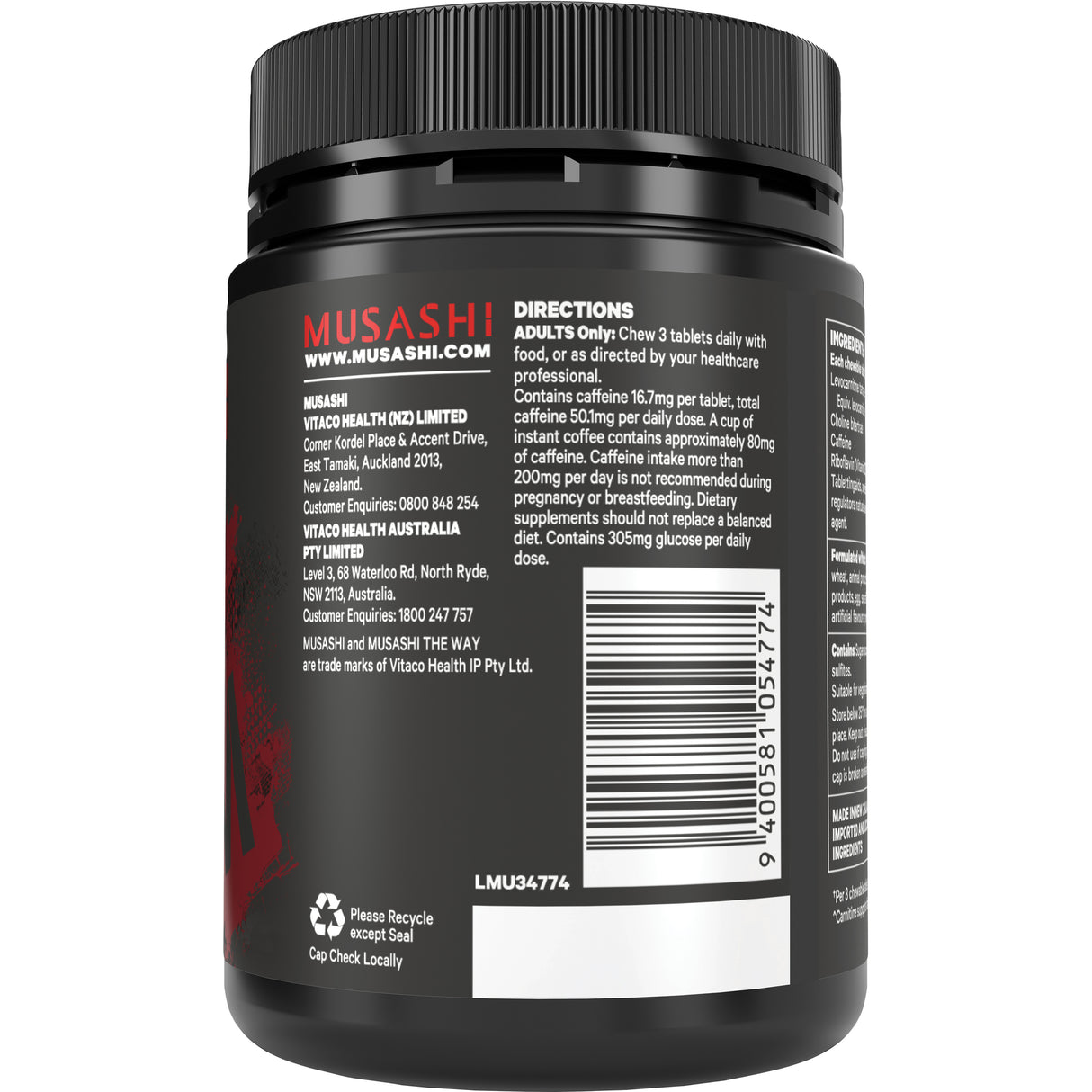 MUSASHI Shred Chewables Sour Punch 54s