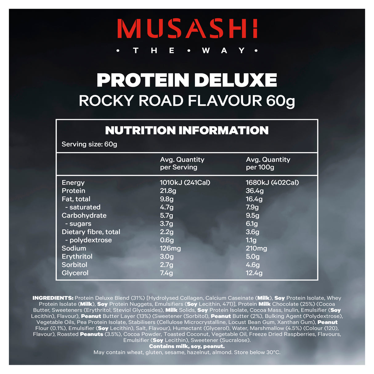 MUSASHI High Protein Bar Deluxe Rocky Road 60g