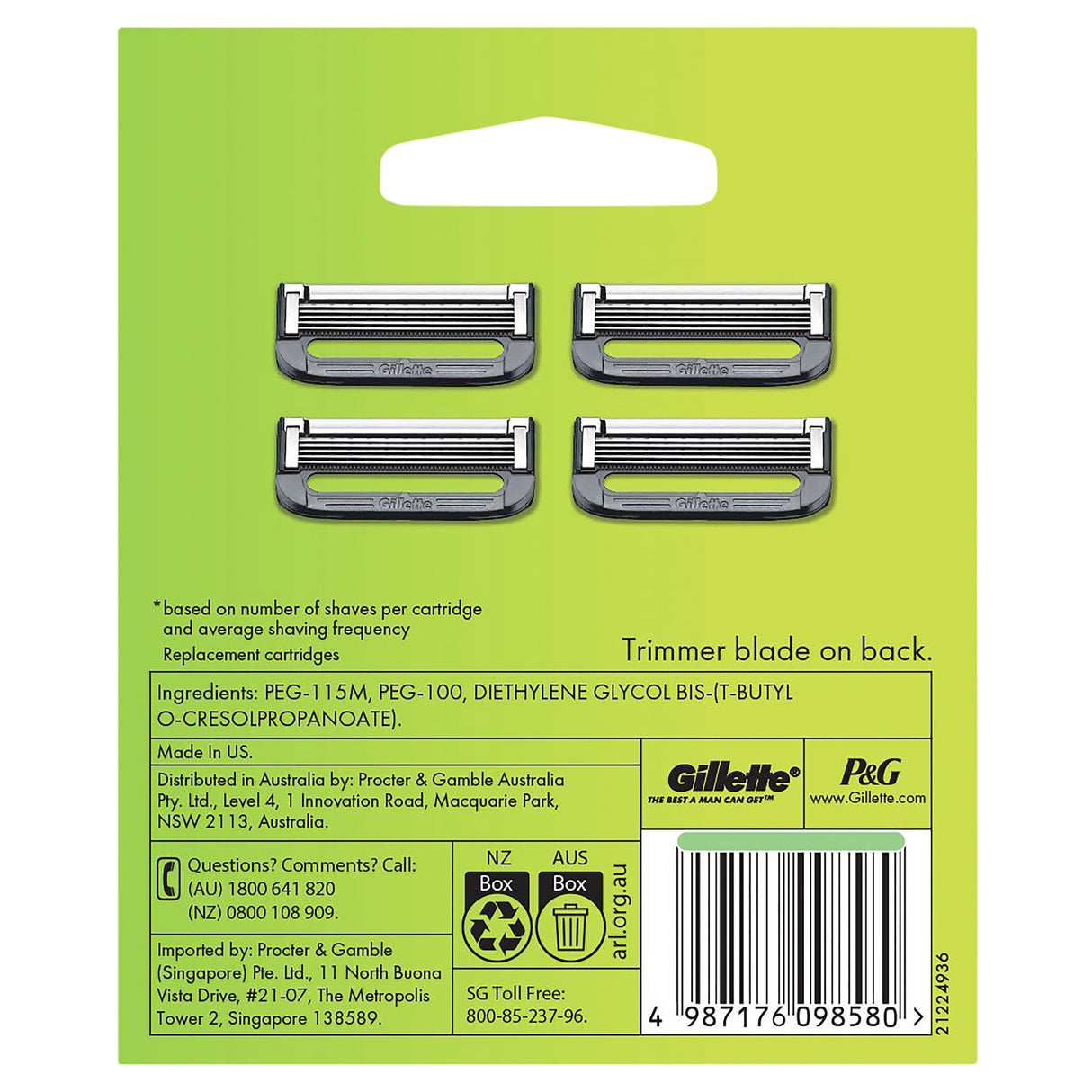 GILLETTE Labs Razor Blades Cartridges 4pk