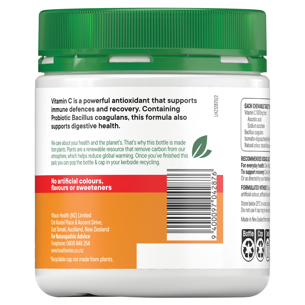 Healtheries Vitamin C 1000 mg + Prebiotics Probiotics Chewables 80 Tablets