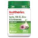 Healtheries Garlic, Vit C, Zinc & Echinacea with Olive Leaf 200 Tablets