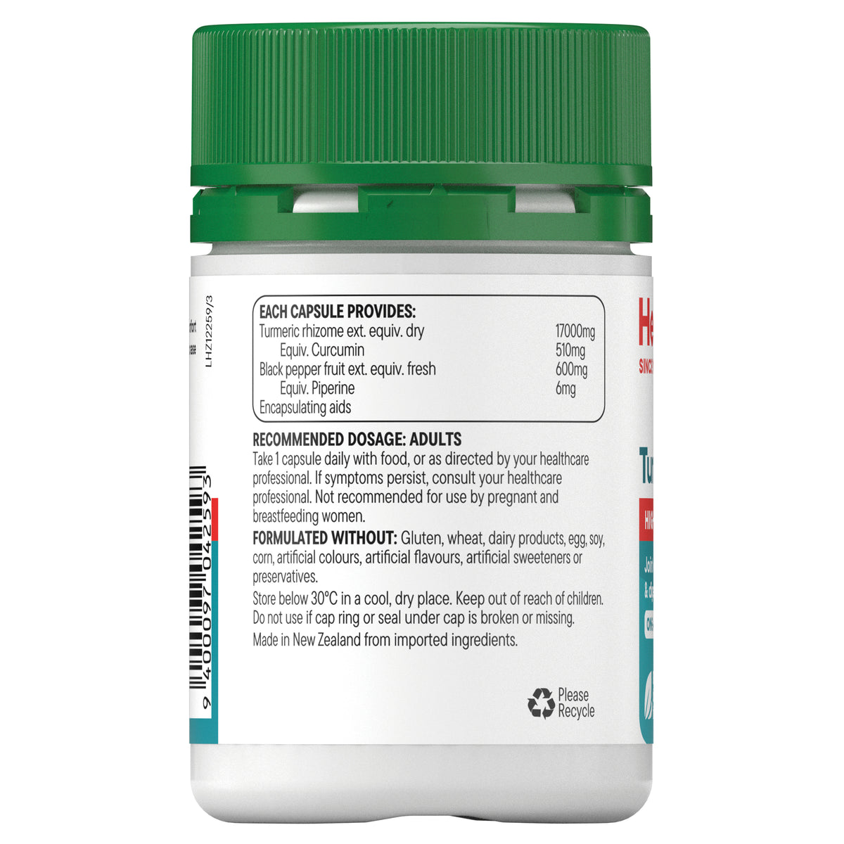 Healtheries Turmeric 17,000+ High Strength 30 Capsules