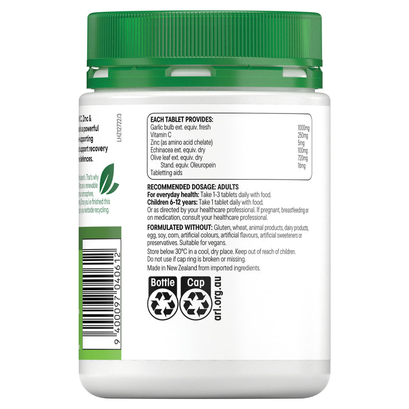 Healtheries Garlic, Vit C, Zinc & Echinacea with Olive Leaf 200 Tablets