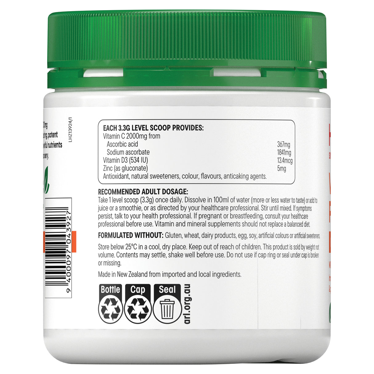 Healtheries High Strength Vitamin C 2000mg Powder 250g