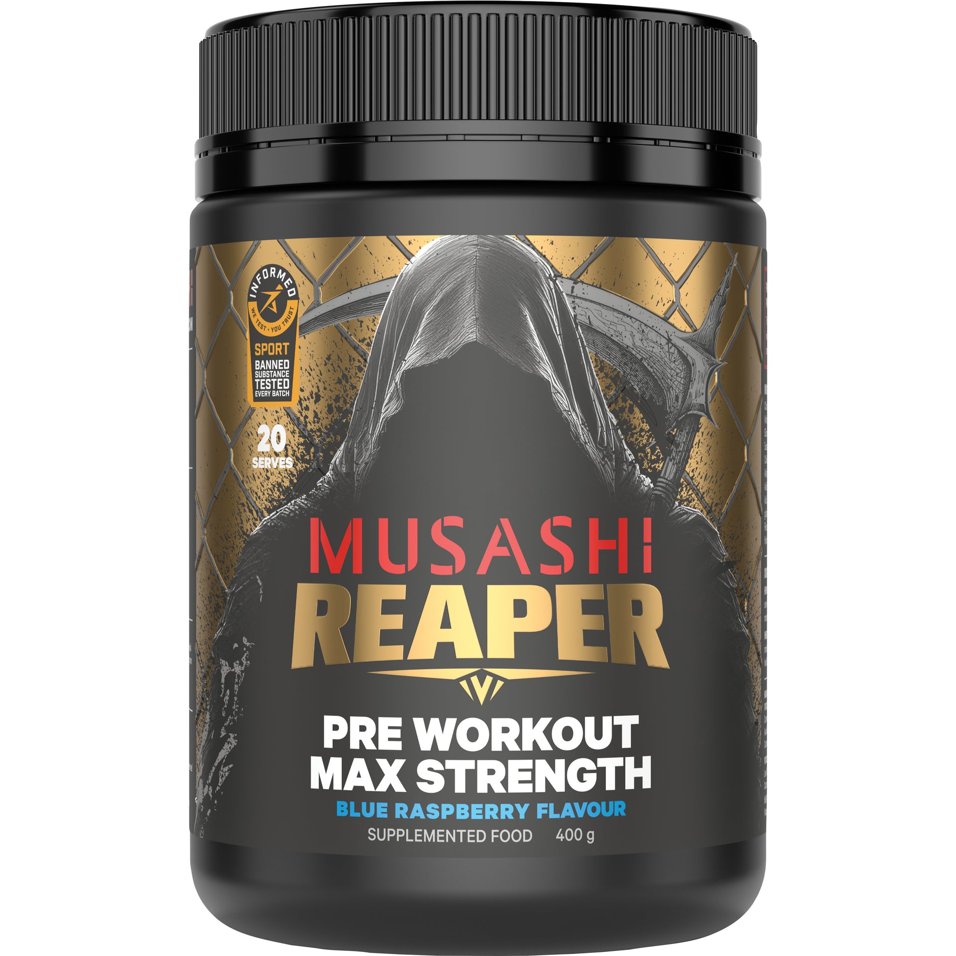 Musashi Reaper Pre Workout Max Strength Blue Rasp 400g