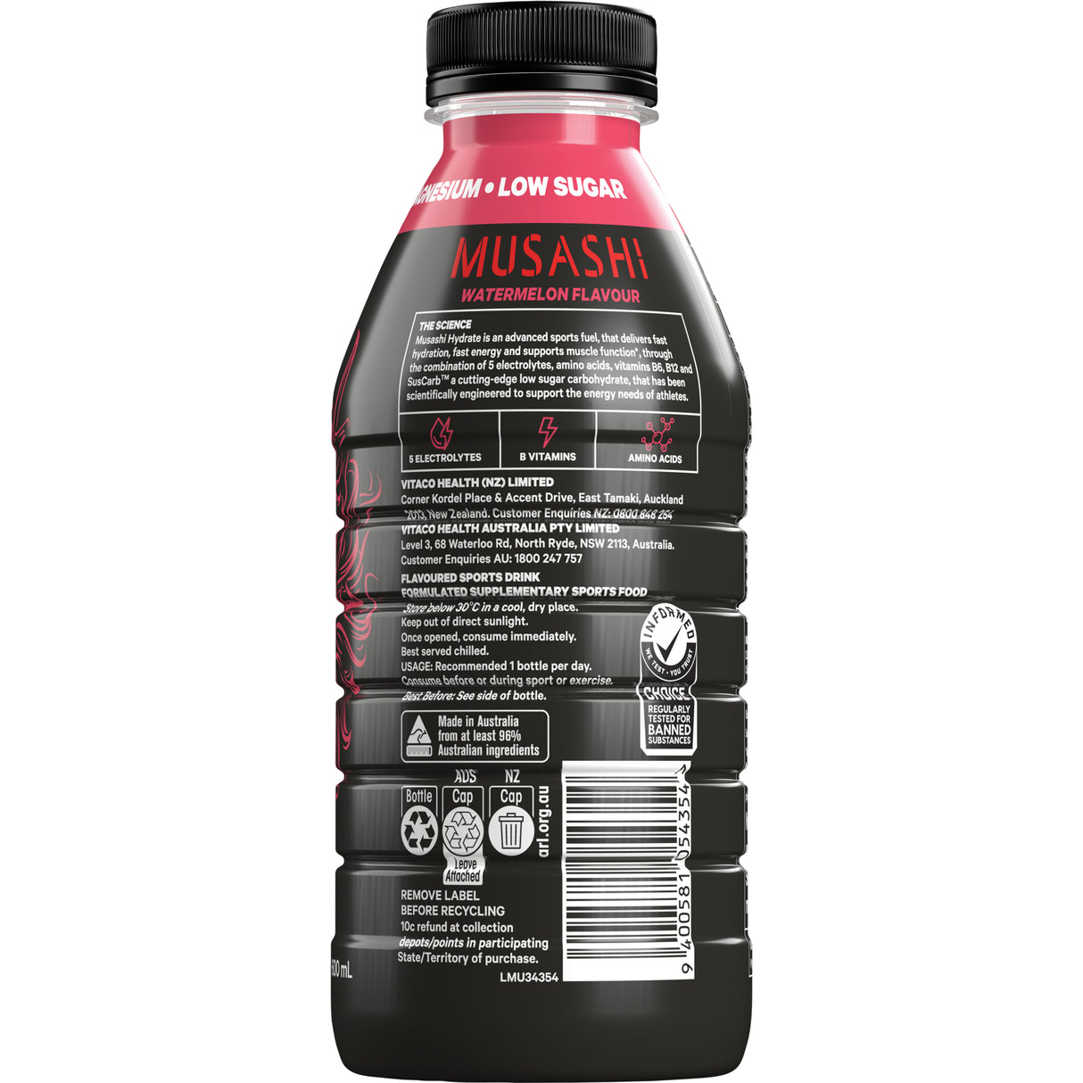 MUSASHI Hydrate Watermelon 600ml