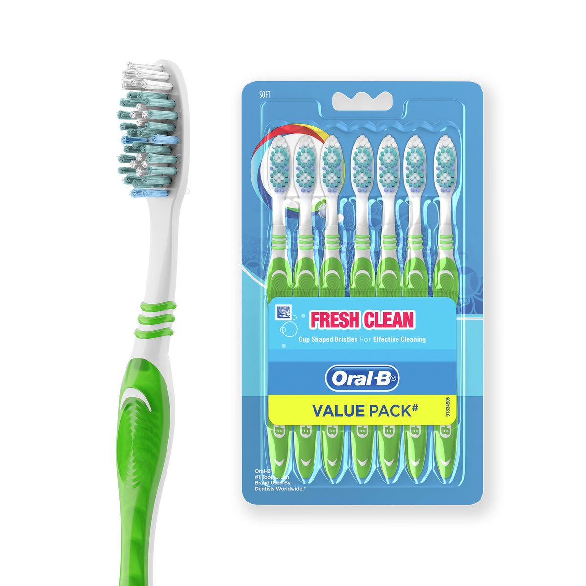 Oral-B Fresh Clean Manual Toothbrush Soft 7 Count