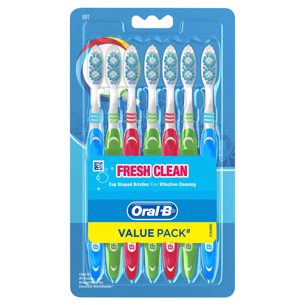 Oral-B Fresh Clean Manual Toothbrush Soft 7 Count