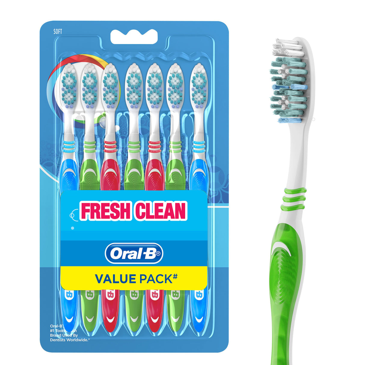 Oral-B Fresh Clean Manual Toothbrush Soft 7 Count